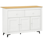 Buffet cuisine avec 2 tiroirs 3 portes et étagère réglable, pour cuisine, salle à manger, salon, 117 x 35 x 80 cm, blanc