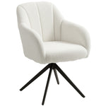 Fauteuil de salon pivotant capitonné grand confort piètement en acier et tissu effet polaire teddy blanc