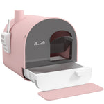 Bac à litière pour chat avec porte battante pelle et filtre inclus dim. 43L x 44l x 47H cm rose