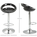 2er-Set Barhocker Barstühle höhenverstellbar mit Rückenlehne und Fußstütze 360° drehbar 46x41x76-96cm schwarz