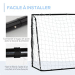 But de football cage de foot châssis métal filet PE piquets & outil inclus dim. 186L x 62l x 123H cm noir blanc