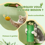 Arbre à chat, hauteur 275cm, 6 niveaux pour chat d'intérieur, du sol au plafond, avec plate-formes, niche, hamac, vert