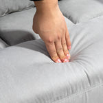 Fauteuil convertible 3 en 1 lit 1 place dossier inclinable 5 positions, accoudoirs et coussin, tissu effet velours, gris