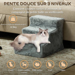 Escalier pour chien à 3 marches escalier pour chat échelle antidérapante pour animaux 46 x 35 x 35 cm gris clair