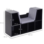 Bibliothèque banc 2 en 1 avec coussins de siège, étagère cube 6 compartiments ouverts et 2 niveaux, meuble de rangement pour salon, chambre à coucher, bureau, 102 x 30 x 61 cm, noir