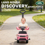 Porteur enfants Land Rover Discovery sous licence, porteur voiture à pousser avec poignée amovible, 84x40x94,5cm, rose