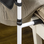 Sponda letto con piedini, protezione regolabile in 5 altezze, tasca portaoggetti, 52 x 85-95 x 71-102 cm, bianco nero