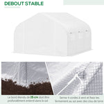Serre Tunnel de Jardin 10,5 m² dim. 3,5L x 3l x 2H m Porte + 6 fenêtres enroulables Acier galvanisé bâche PE Haute densité Blanc