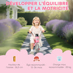 Draisienne bébé 1-3 ans jusqu'à 20 kg, vélo enfants sans pédale, 3 roues silencieuses, 69 x 40 x 49 cm, rose
