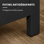 Buffet meuble de rangement avec 3 portes 2 étagères réglables plateau aspect bois clair 120 x 40 x 70 cm noir