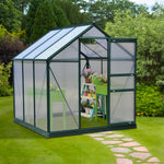 Serre de jardin polycarbonate 190 x 192 x 201 cm résistant aux UV 30+ fondation renforcé gouttière vert foncé