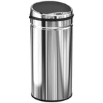 Poubelle à capteur de mouvement ouverture automatique 1 bac de 42 L en acier inoxydable noir et argent