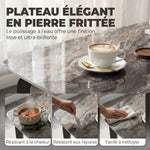 Table à manger rectangulaire pour 4 personnes, 130 x 70 x 75 cm, table de cuisine avec plateau en pierre frittée, marron