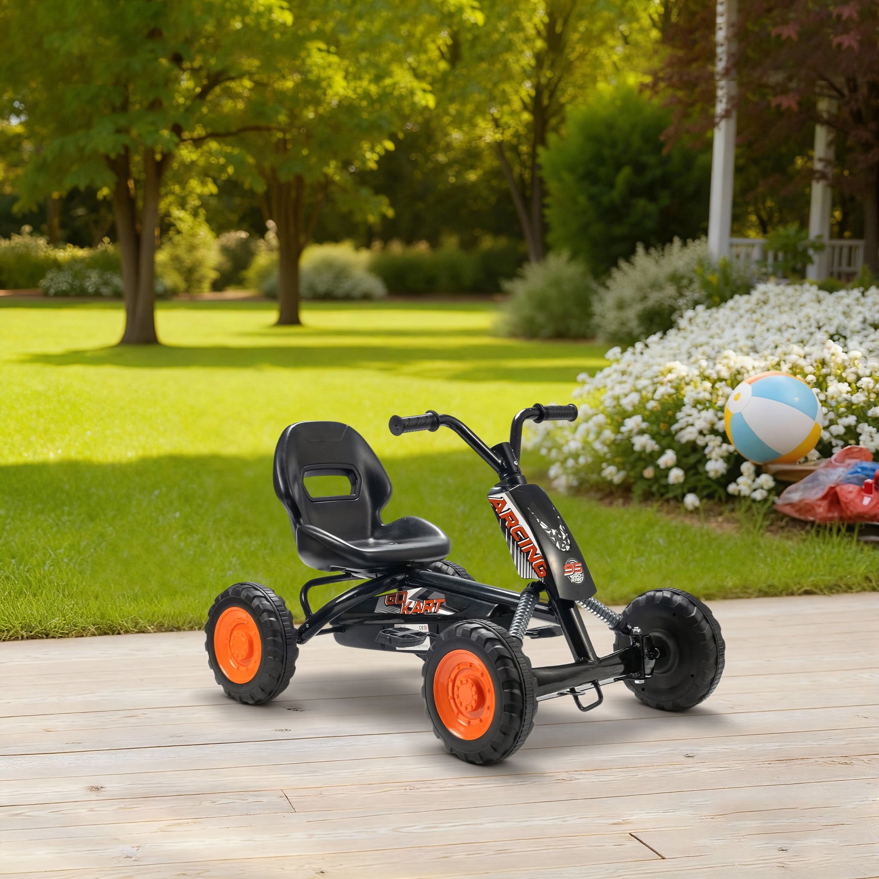 Kart à pédales pour enfants, karting enfant, avancer et reculer, pour garçons filles de 2-5 ans, 84x54x56 cm, noir