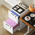 Caisson bureau, meuble rangement bois 2 tiroirs et serrure, barres de suspension réglables, 40 x 40 x 71 cm, blanc