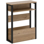 Table d'appoint table de chevet avec étagère à deux niveaux coins arrondis 46l x 18P x 58,5H cm noyer