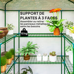 Serre de jardin avec 1 porte, 2 fenêtres et 2 étagères en forme de U pour Légumes Plantes Fleurs Bâche PE 140x73x190 cm