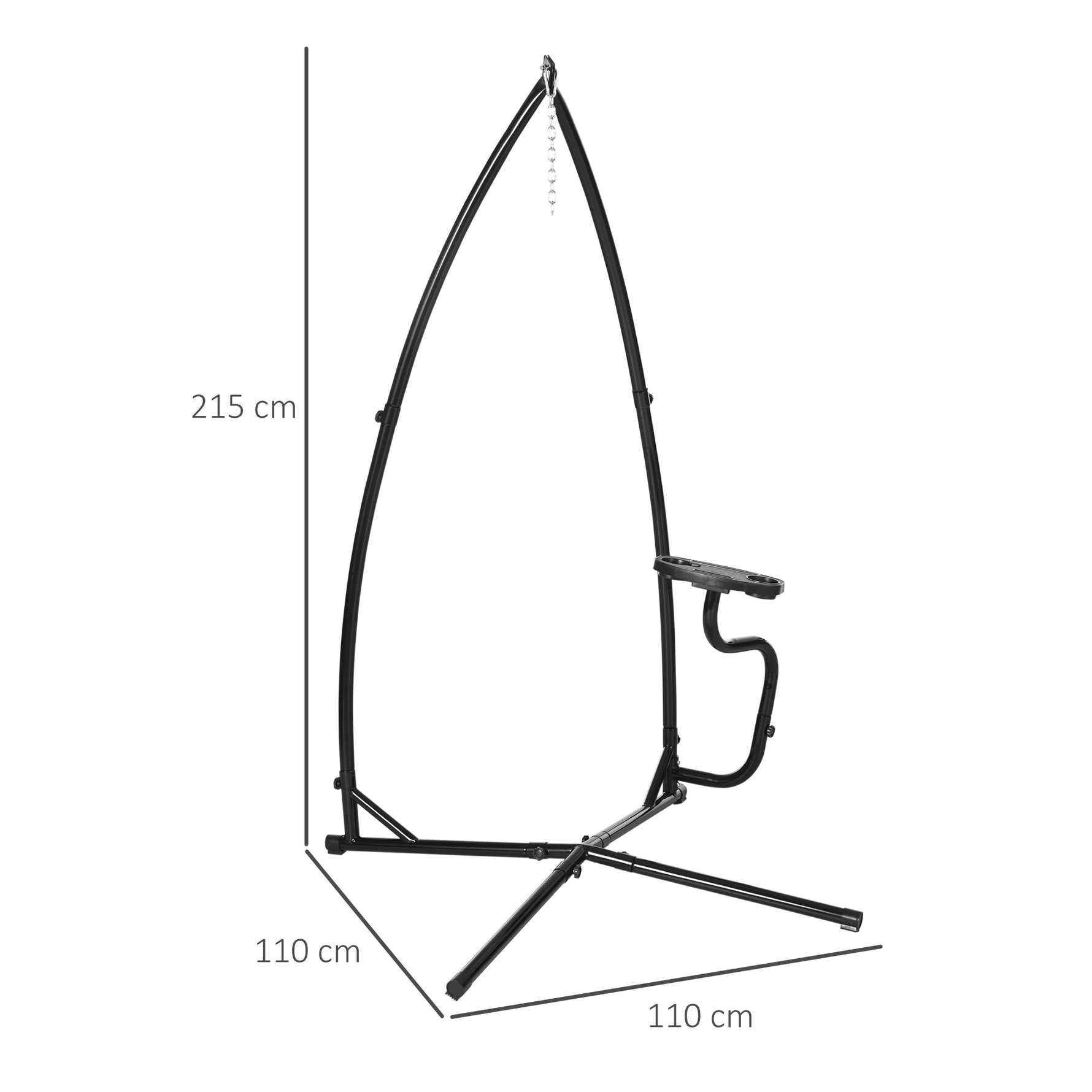 Support pour Fauteuil Suspendu - Pied Fauteuil Suspendu - Tablette réglable Incluse - max 120 Kg