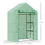 Serre de Jardin avec Étagères 3 Niveaux, Petite Serre de Balcon en Bâche PE 140 g/㎡ Renforcée 141 x 72 x 191 cm, Vert