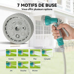 Enrouleur Tuyau Arrosage Mural Automatique 10 + 1 m, Pivotant 180°, Buse à 7 Modes, pour Jardin, 28x14x34cm, Vert