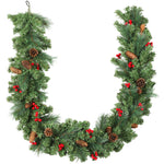Guirlande de Noël artificielle 180 cm, décoration de Noël, 162 branches denses, pommes de pin, grappes de baies, vert