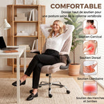 Fauteuil de bureau, chaise bureau ergonomique, hauteur réglable, accoudoirs relevables, 70 x 70 x 114-122 cm, rose