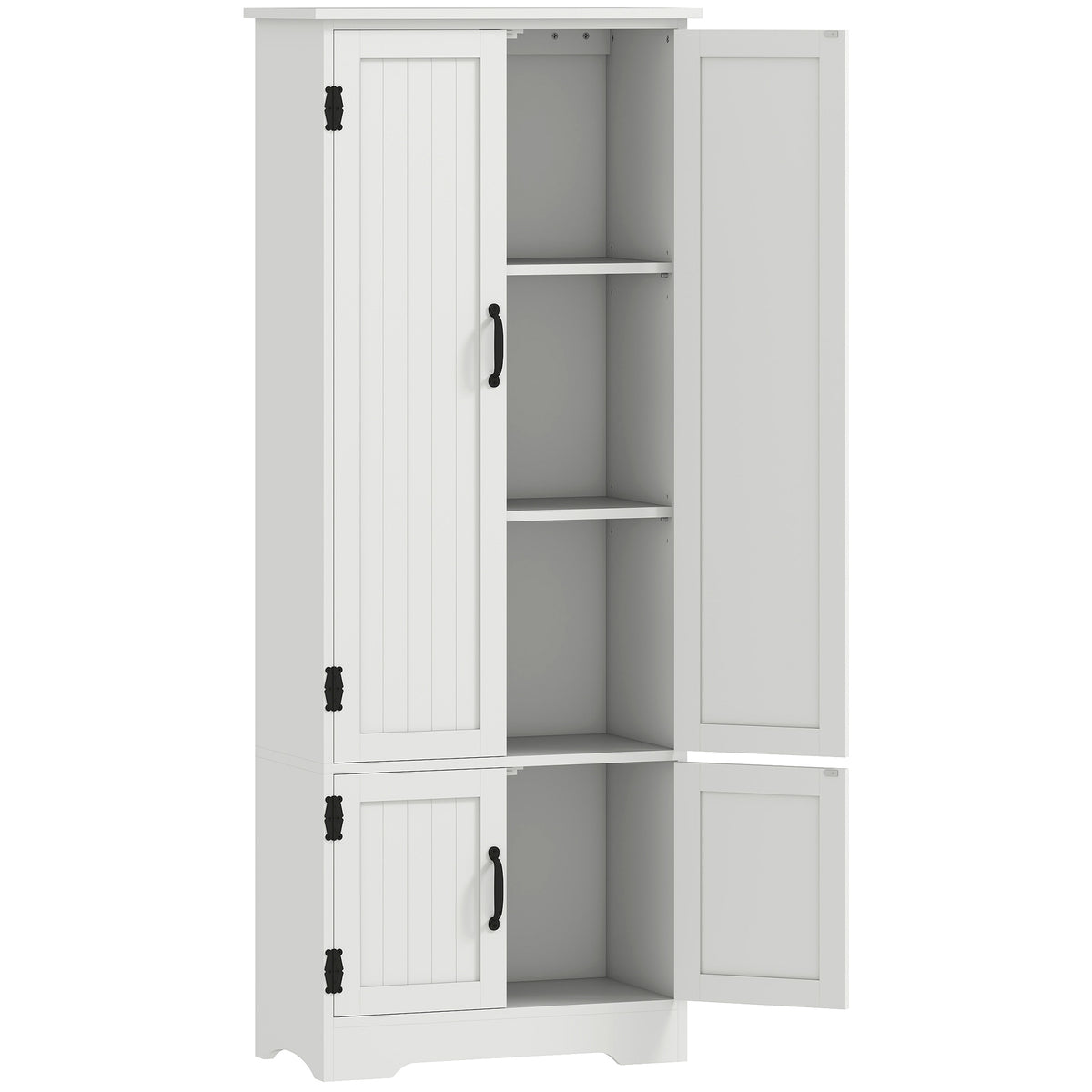 Buffet de cuisine armoire de cuisine contemporaine multi-rangements 2 placards 3 étagères MDF panneaux particules blanc