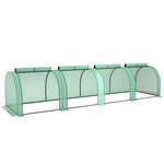 Mini serre de jardin serre à tomates 4 x 1 x 0,80 m acier PE anti-UV 4 portes avec zip enroulables vert