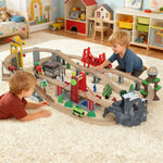 Set de Train en Bois pour Enfants, 100 Pièces, Jouets Ferroviaire Magnétique avec Grue, Pont, Hélicoptère, Multicolore