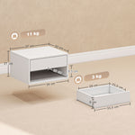 Lot de 2 tables de chevet murales, tables de nuit, tiroir, compartiment ouvert, plateau, 37 x 32 x 21 cm, blanc