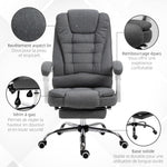 Fauteuil de bureau manager chaise pour ordinateur avec repose-pied dossier inclinable accoudoirs rembourrés en lin gris