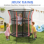 Trampoline pour enfant 1,22 x 1,11 x 1,9 m filet de sécurité porte zippée 6 poteaux rembourrés inclus rouge noir