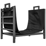 Porte-bûches, range-bûches, avec transporteur amovible, intérieure, 49l x 34P x 44H cm, métal, noir