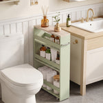 Carrello portaoggetti a 3 ripiani, carrello di stoccaggio con ruote e manico - 48 x 15 x 80 cm verde
