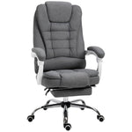 Fauteuil de bureau manager chaise pour ordinateur avec repose-pied dossier inclinable accoudoirs rembourrés en lin gris