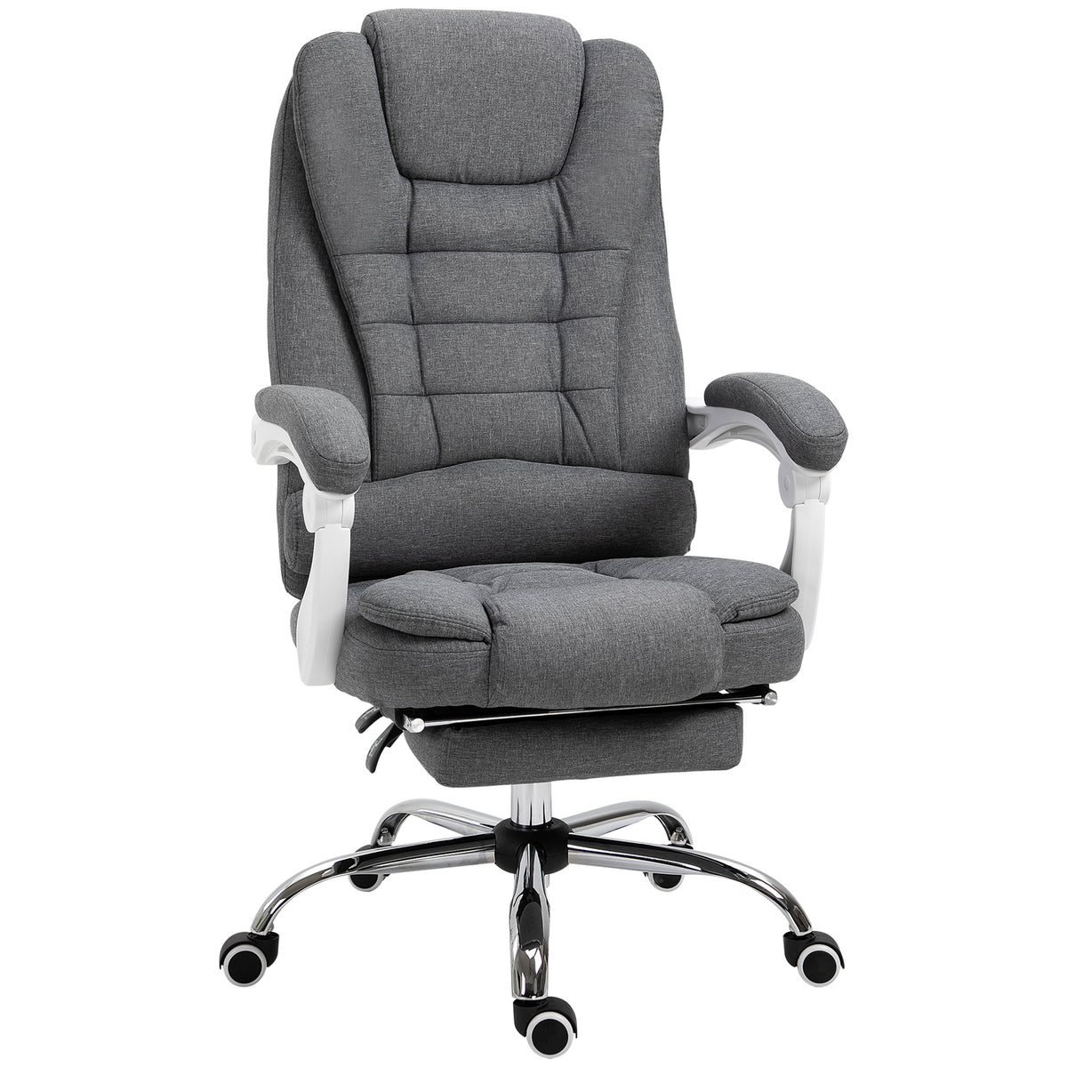 Fauteuil de bureau manager chaise pour ordinateur avec repose-pied dossier inclinable accoudoirs rembourrés en lin gris