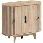Buffet salon, meuble de rangement ovale avec 4 portes et étagère réglable, 90 x 40 x 76 cm, chêne
