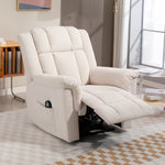 Fauteuil relax massant et chauffant, fauteuil inclinable, dossier réglable manuellement, 85x91x104cm, beige