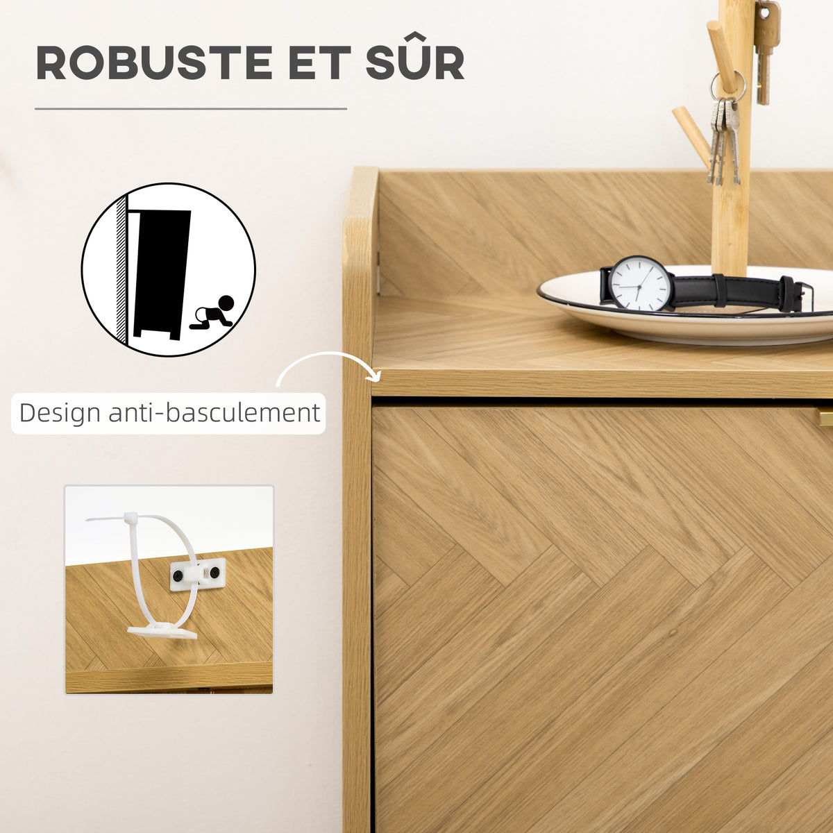 Meuble à chaussures à 2 abattants pour petit entrée salon chambre 70 x 30 x 120 cm