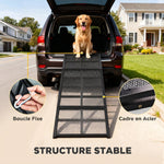 Rampe pour Chien Pliable en Acier, Escalier pour Chien avec Surface Antidérapante, Charge 180 kg, 191 x 50 x 4 cm, Noir
