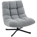 Fauteuil salon sans accoudoirs, chaise pivotante en tissu chenille, assise large, 75 x 95 x 90 cm, gris