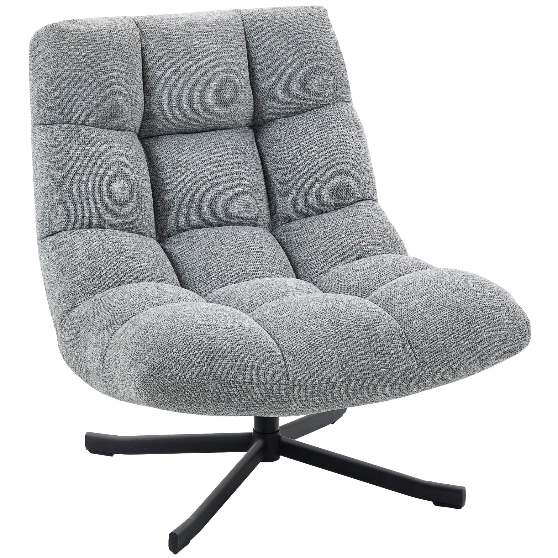 Fauteuil salon sans accoudoirs, chaise pivotante en tissu chenille, assise large, 75 x 95 x 90 cm, gris