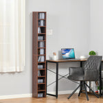 Opbergmeubel voor cd's en dvd's, kolomkast, opbergkast met 12 vakken, max. capaciteit 204 cd's, 21 x 20 x 175 cm, bruin