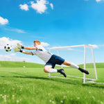 But de football cage de foot but d'entrainement en PVC - piquets inclus - dim. 180L x 92l x 124H cm blanc