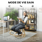 Siège assis genoux, tabouret ergonomique en bois à bascule avec dossier, chaise à genoux pour bureau à domicile, noir