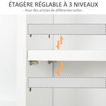Armoire Murale de Salle de Bain Meuble Suspendu WC Placard 1 Porte 3 niches dim. 53L x 14,5l x 50,5H cm en bois Blanc