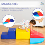 4 blocchi da costruzione XL - moduli per la motricità - giocattoli educativi - percorso motorio per bambini in schiuma EPE poliuretanica, blu, giallo, rosso