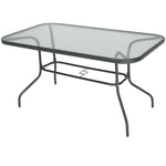 Table de Jardin rectangulaire dim. 140L X 80l x 70H cm métal époxy Gris Plateau Verre trempé
