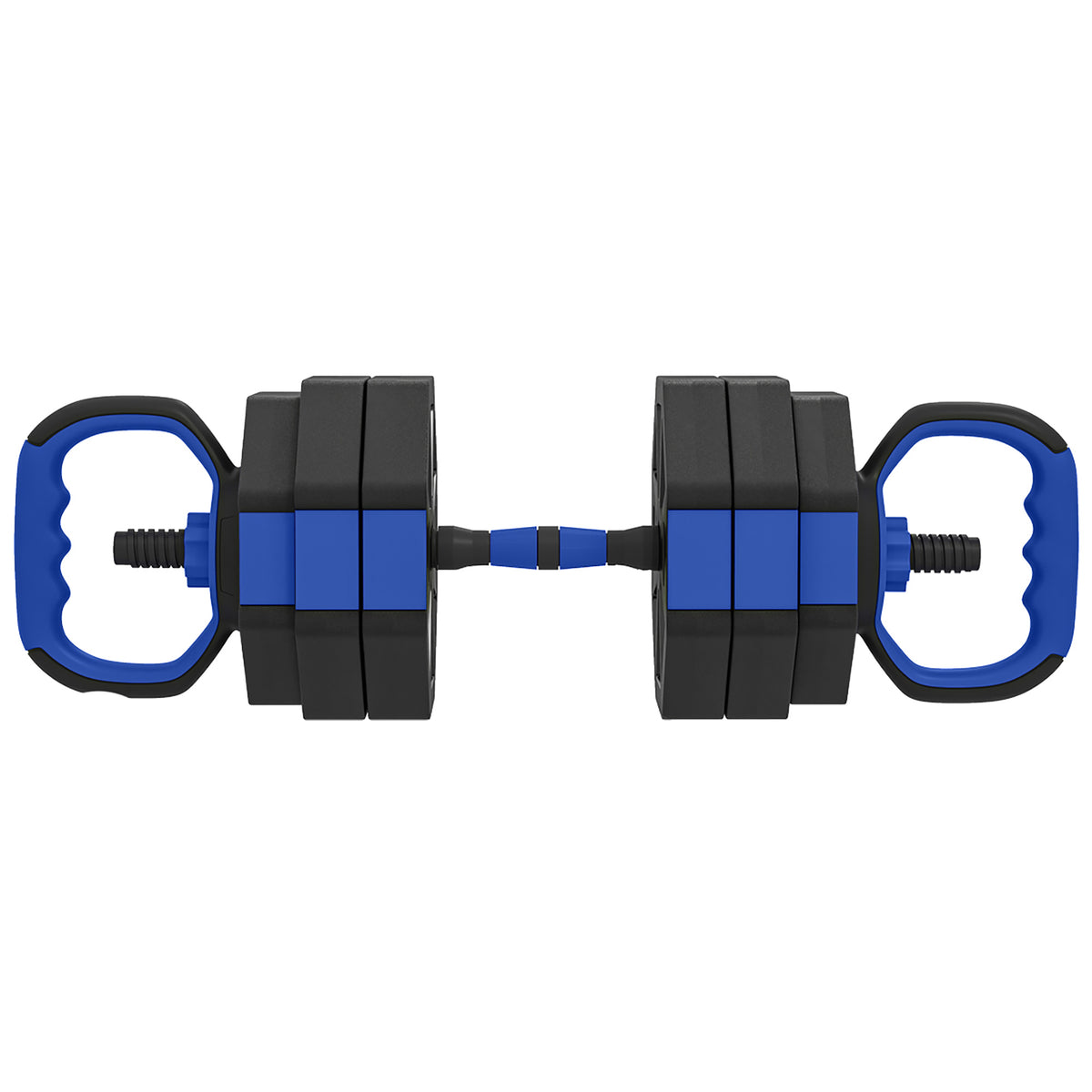Set di manubri per bodybuilding 6-in-1, manubrio regolabile da 30 kg, kettlebell, bilanciere, supporto per flessioni, blu