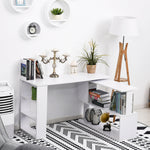 Scrivania angolare tavolo da pranzo con contenitore scrivania per computer modulare libreria integrata + scaffale a 3 livelli bianco